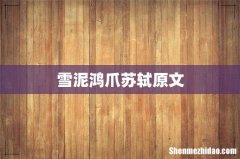 雪泥鸿爪苏轼原文