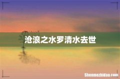 沧浪之水罗清水去世
