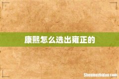 康熙怎么选出雍正的