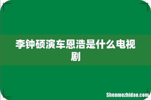 李钟硕演车恩浩是什么电视剧