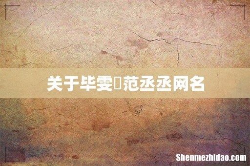 关于毕雯珺范丞丞网名
