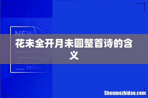 花未全开月未圆整首诗的含义