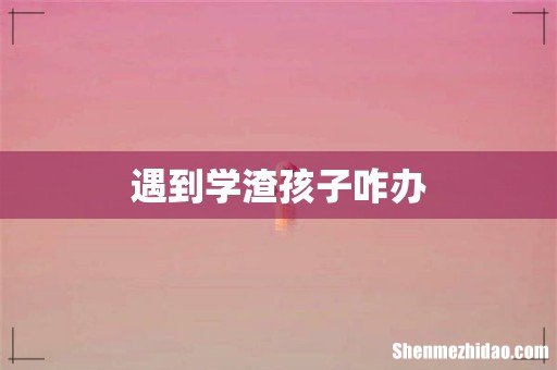 遇到学渣孩子咋办