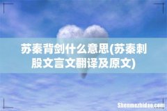 苏秦刺股文言文翻译及原文 苏秦背剑什么意思
