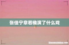 张佳宁章若楠演了什么戏