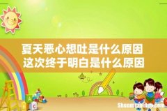 夏天恶心想吐是什么原因 这次终于明白是什么原因