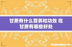 甘蔗有什么营养和功效 吃甘蔗有哪些好处