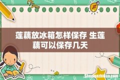 莲藕放冰箱怎样保存 生莲藕可以保存几天