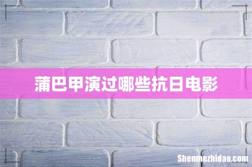 蒲巴甲演过哪些抗日电影