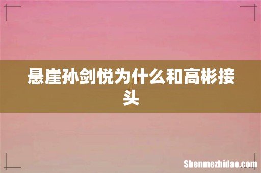 悬崖孙剑悦为什么和高彬接头