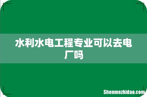 水利水电工程专业可以去电厂吗