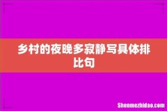 乡村的夜晚多寂静写具体排比句