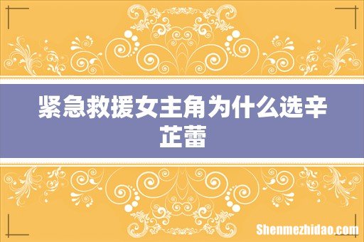 紧急救援女主角为什么选辛芷蕾