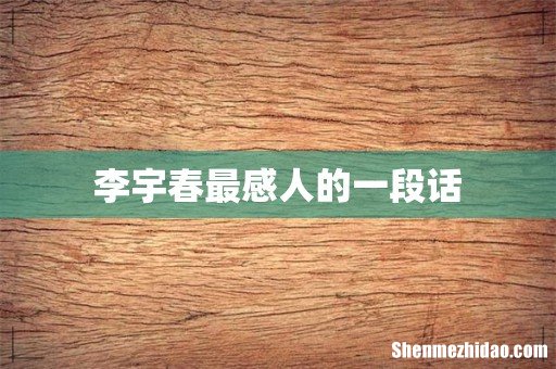 李宇春最感人的一段话