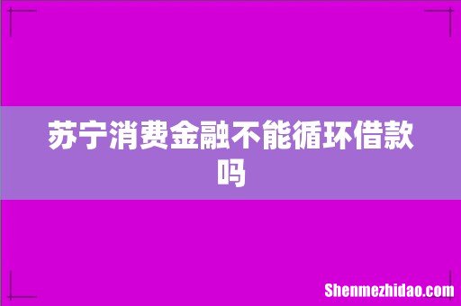 苏宁消费金融不能循环借款吗