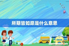 所期皆如愿是什么意思