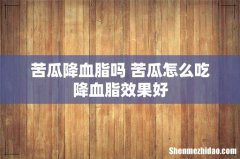 苦瓜降血脂吗 苦瓜怎么吃降血脂效果好