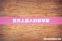 世界上最大的数学家