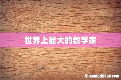 世界上最大的数学家