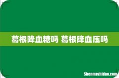 葛根降血糖吗 葛根降血压吗