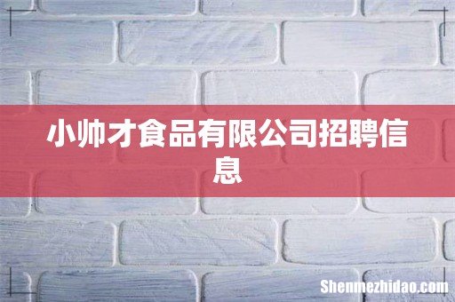 小帅才食品有限公司招聘信息