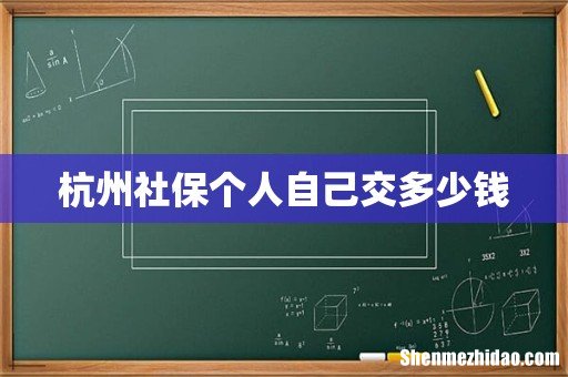 杭州社保个人自己交多少钱