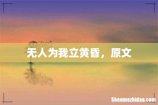 无人为我立黄昏,原文