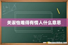 关淑怡难得有情人什么意思