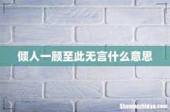倾人一顾至此无言什么意思