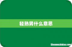 轻熟男什么意思