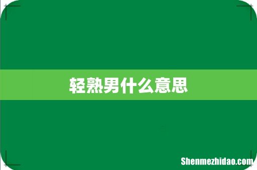 轻熟男什么意思