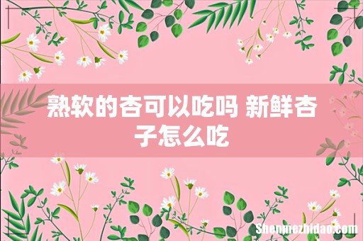 熟软的杏可以吃吗 新鲜杏子怎么吃