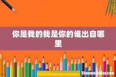 你是我的我是你的谁出自哪里