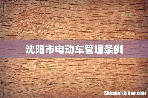 沈阳市电动车管理条例