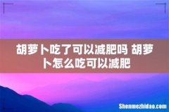 胡萝卜吃了可以减肥吗 胡萝卜怎么吃可以减肥