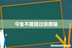 今生不能错过你原唱