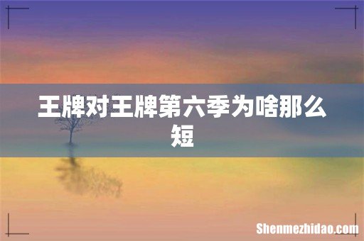 王牌对王牌第六季为啥那么短