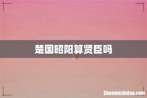 楚国昭阳算贤臣吗