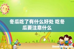 冬瓜吃了有什么好处 吃冬瓜要注意什么