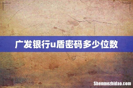 广发银行u盾密码多少位数