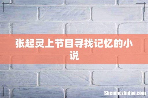 张起灵上节目寻找记忆的小说