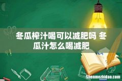 冬瓜榨汁喝可以减肥吗 冬瓜汁怎么喝减肥