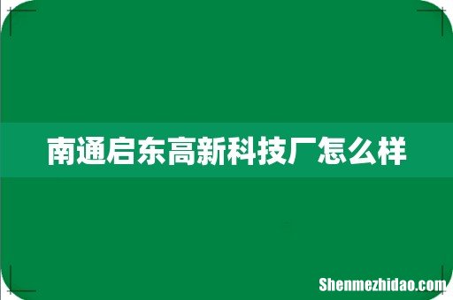 南通启东高新科技厂怎么样