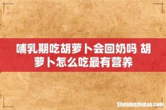 哺乳期吃胡萝卜会回奶吗 胡萝卜怎么吃最有营养