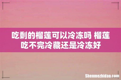 吃剩的榴莲可以冷冻吗 榴莲吃不完冷藏还是冷冻好