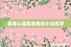 慕容心莲慕容泰的小说名字