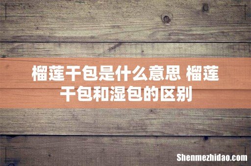 榴莲干包是什么意思 榴莲干包和湿包的区别