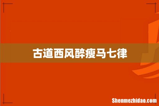 古道西风醉瘦马七律