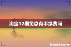 淘宝12期免息有手续费吗