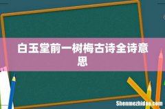 白玉堂前一树梅古诗全诗意思